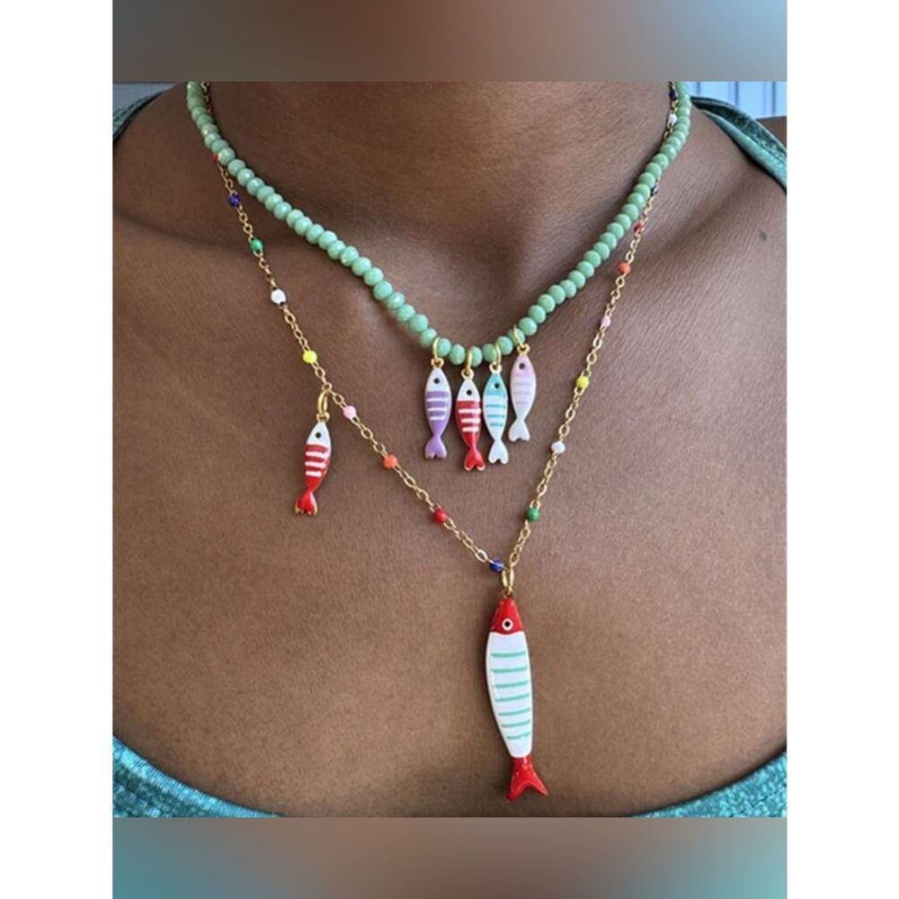 Beaded fish necklace N2085